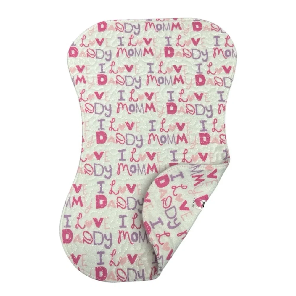 Hand Crafted Flannel Burp Cloth Contoured Padded Fabric Quilted Reversible